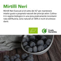 Pannello 'Mirtilli Neri': essiccati sotto i 42°C, coltivati in Austria, naturali al 100% e ricchi di antiossidanti