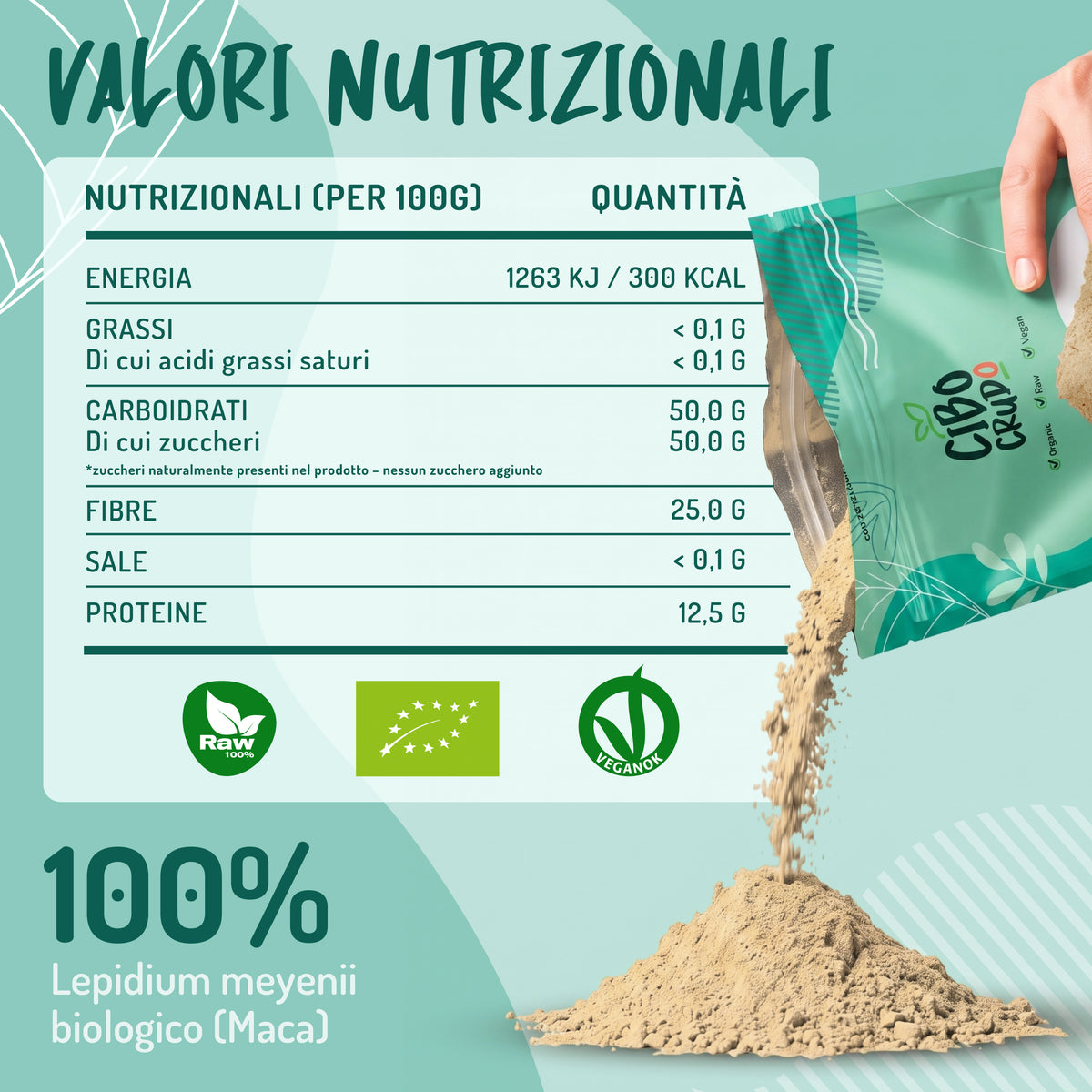Maca Gialla in polvere cruda bio