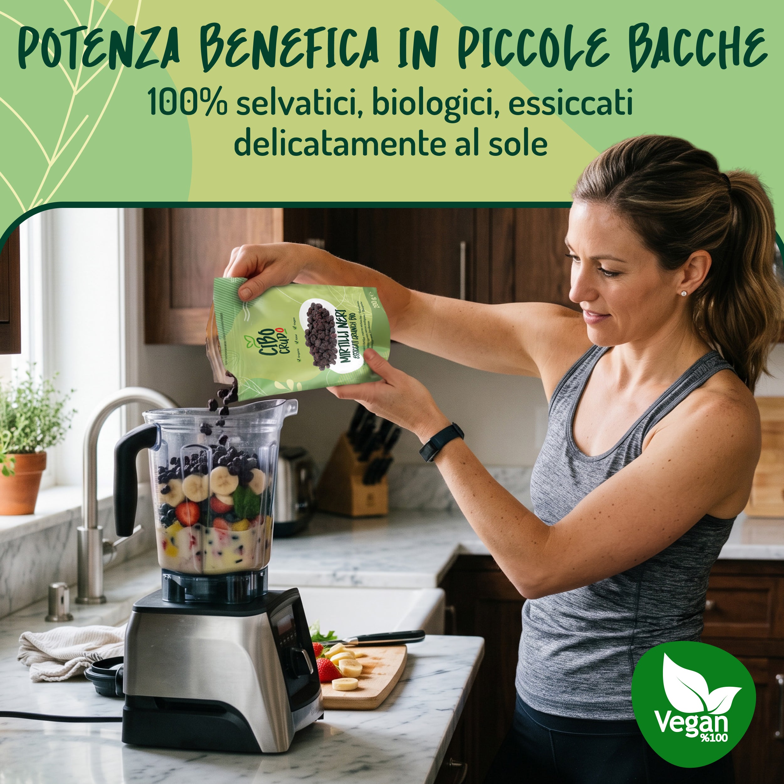 Mirtilli Neri disidratati Crudi E Bio
