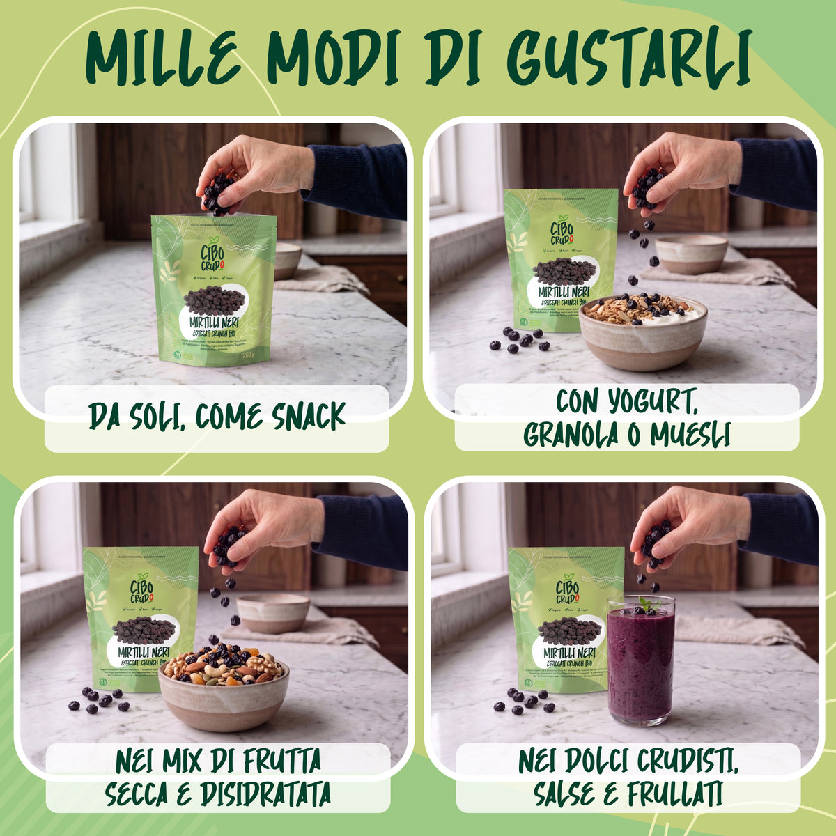 Mirtilli Neri disidratati Crudi E Bio