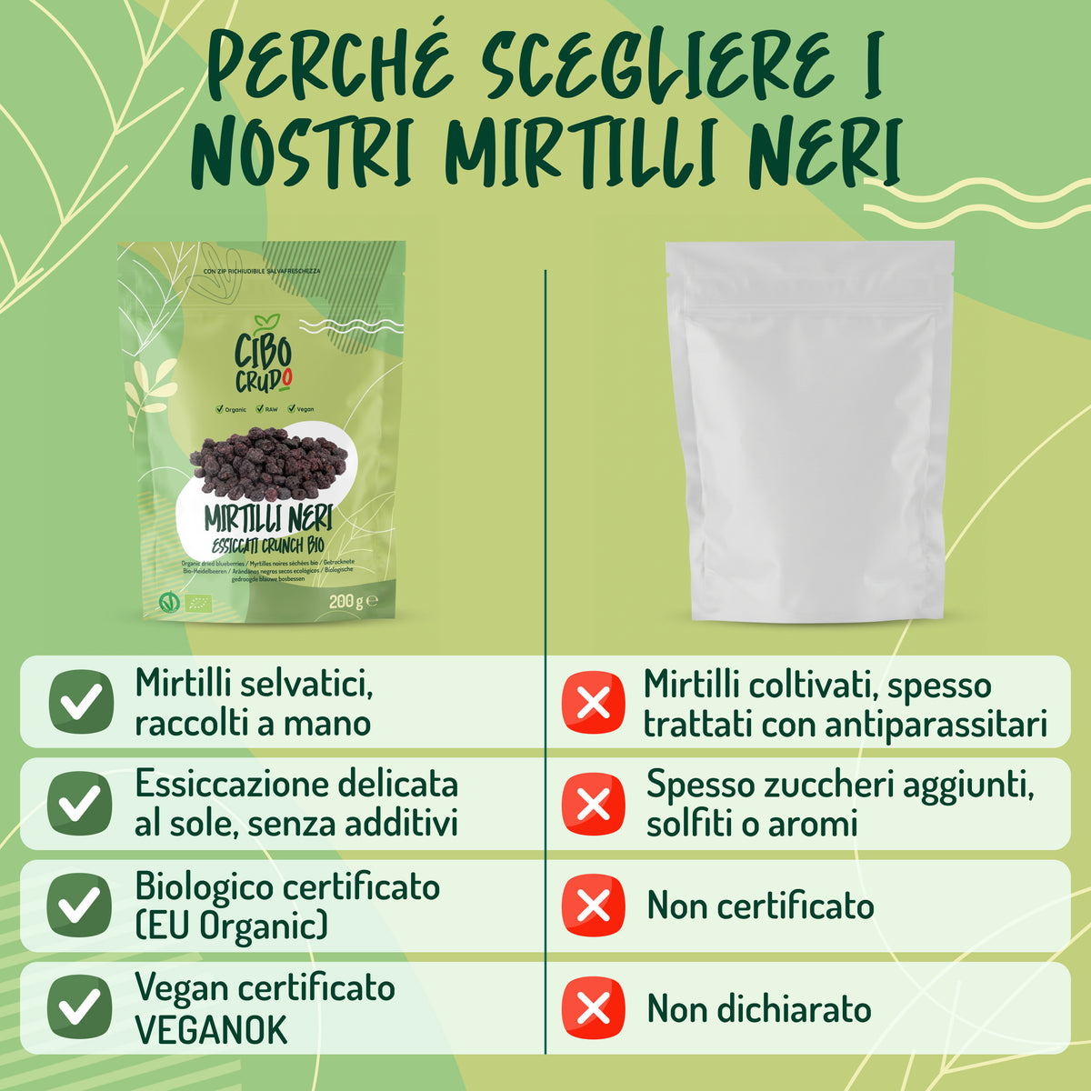 Mirtilli Neri disidratati Crudi E Bio