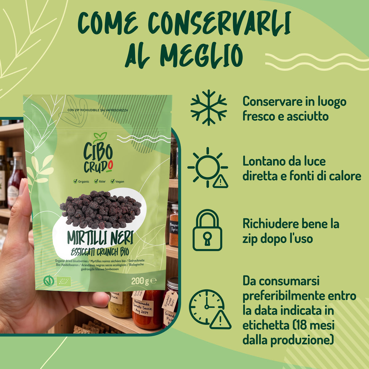 Mirtilli Neri disidratati Crudi E Bio