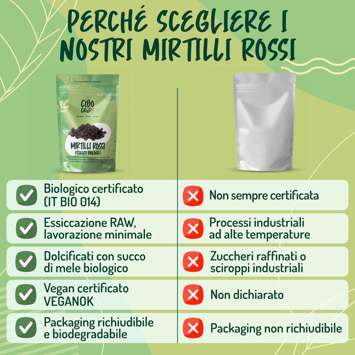 Mirtilli Rossi essiccati Bio
