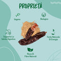 Pannello 'Proprietà': vegana, biologica, supporta la salute digestiva, fonte naturale di energia, ricca di fibre