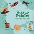 Pannello 'Processo Produttivo': raccolta, pulizia, essiccazione, macinazione e setacciatura delle carrube