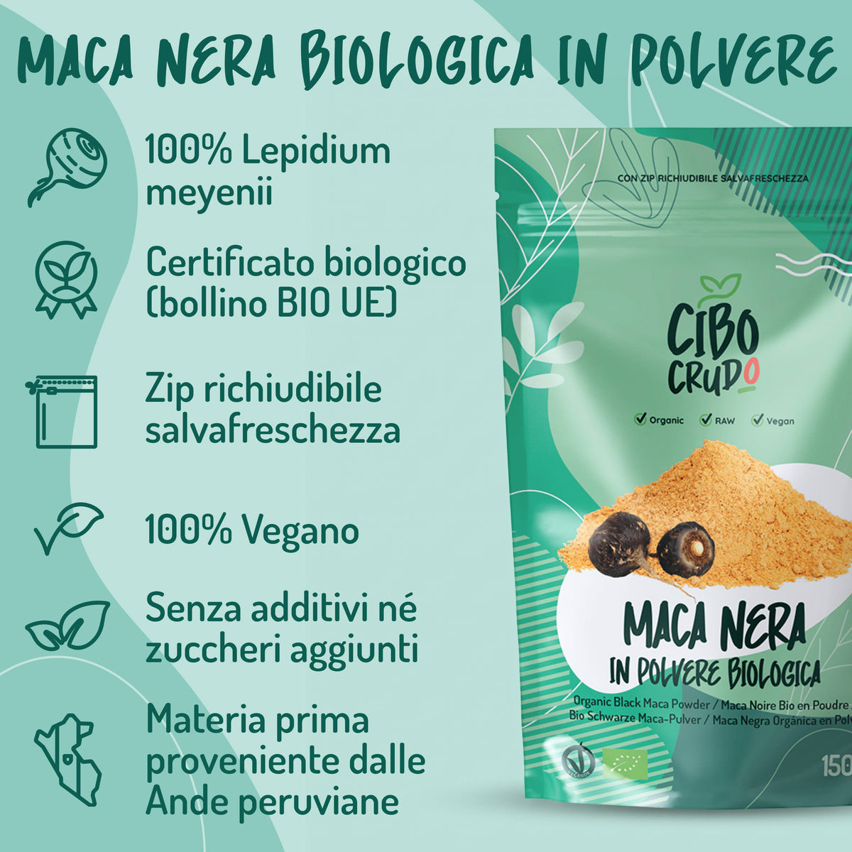 Maca Nera Peruviana Cruda Bio