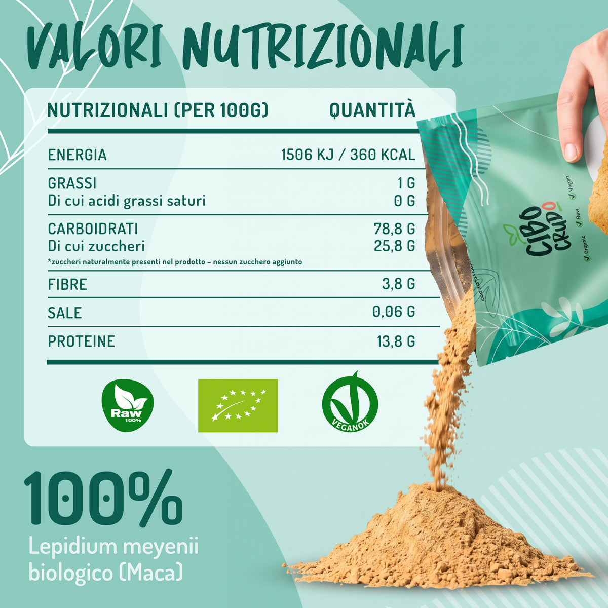 Maca Rossa in polvere Cruda Bio