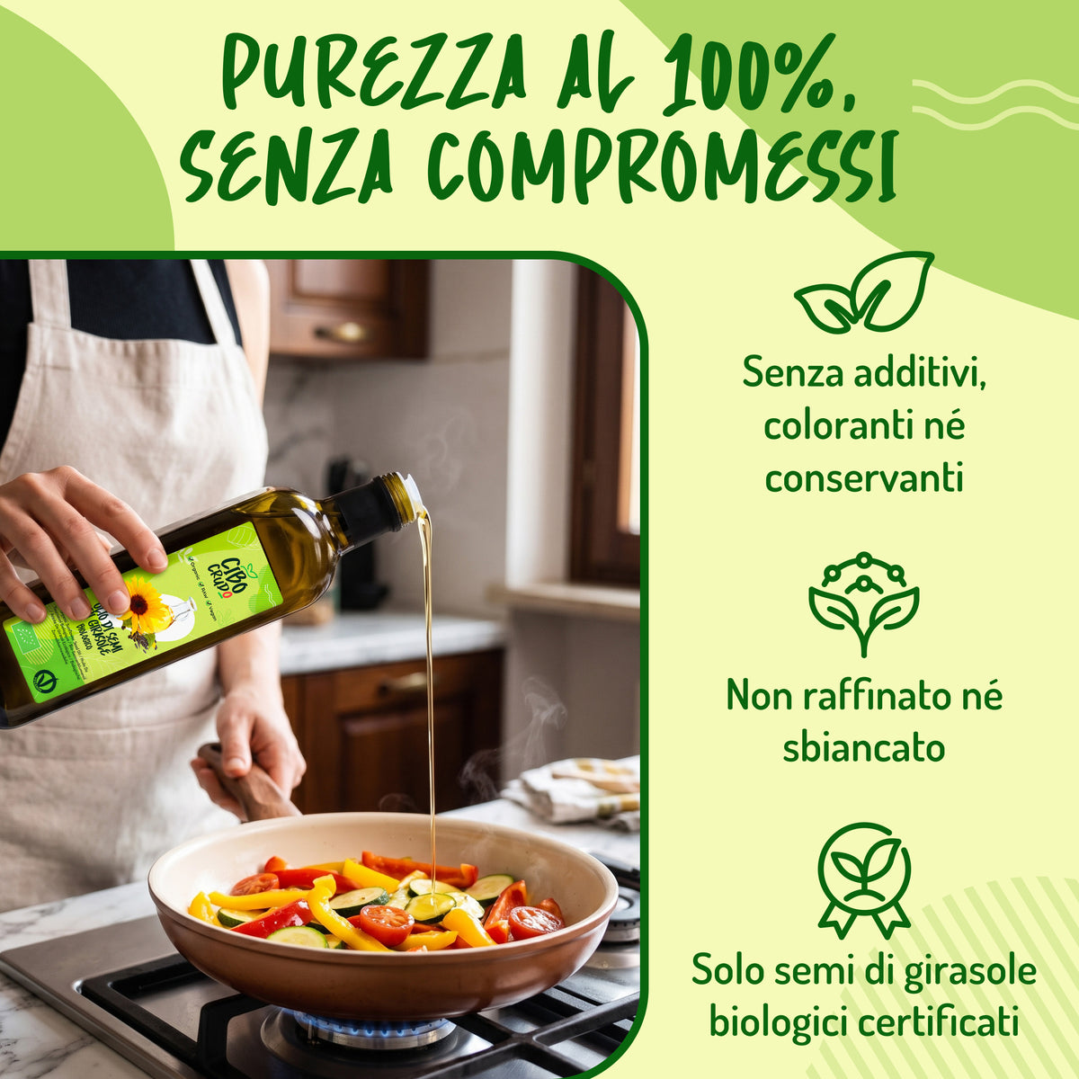 Olio di semi di Girasole crudo spremuto a freddo Bio