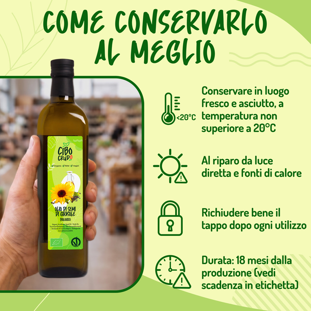Olio di semi di Girasole crudo spremuto a freddo Bio