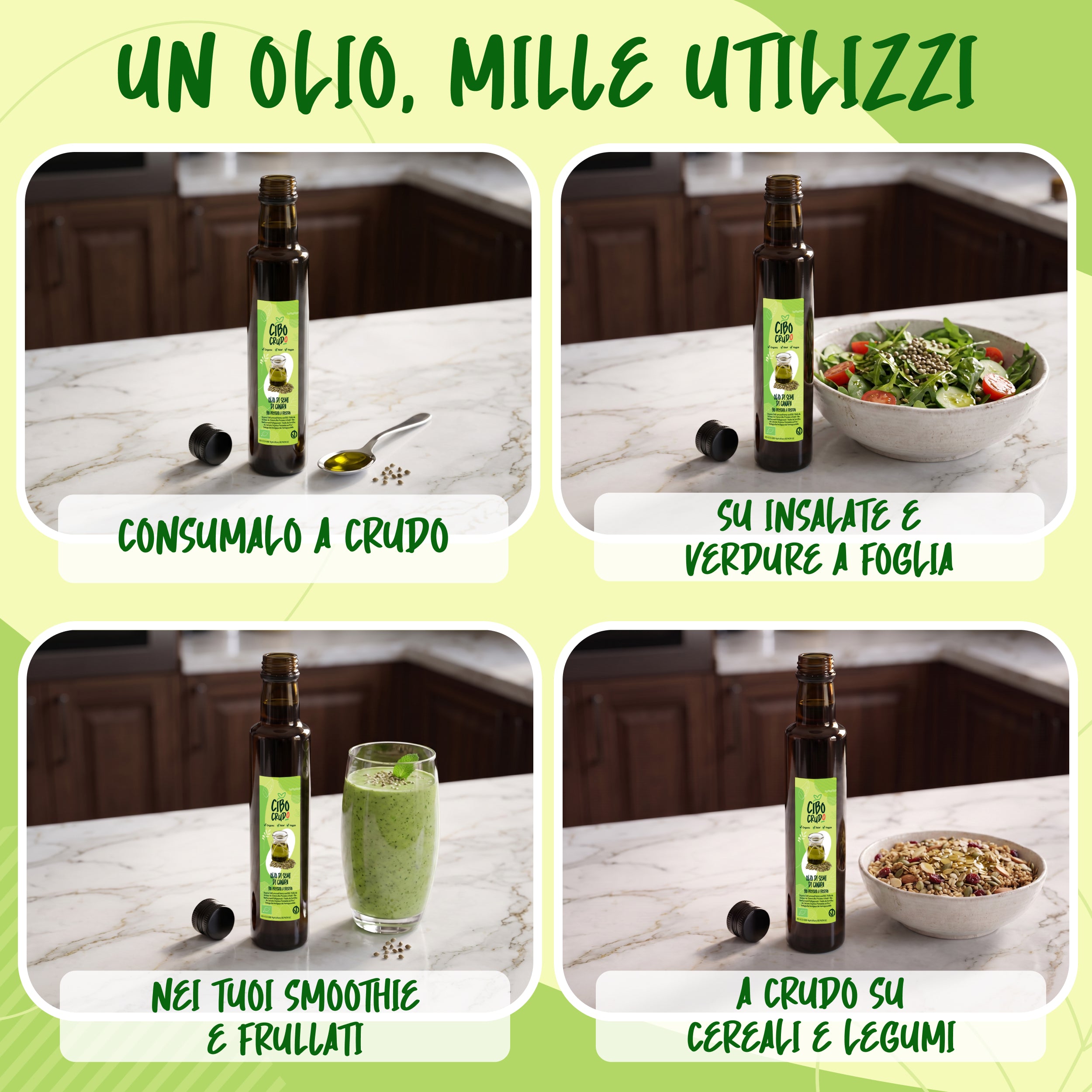 Olio di semi di Canapa spremuto a freddo Bio