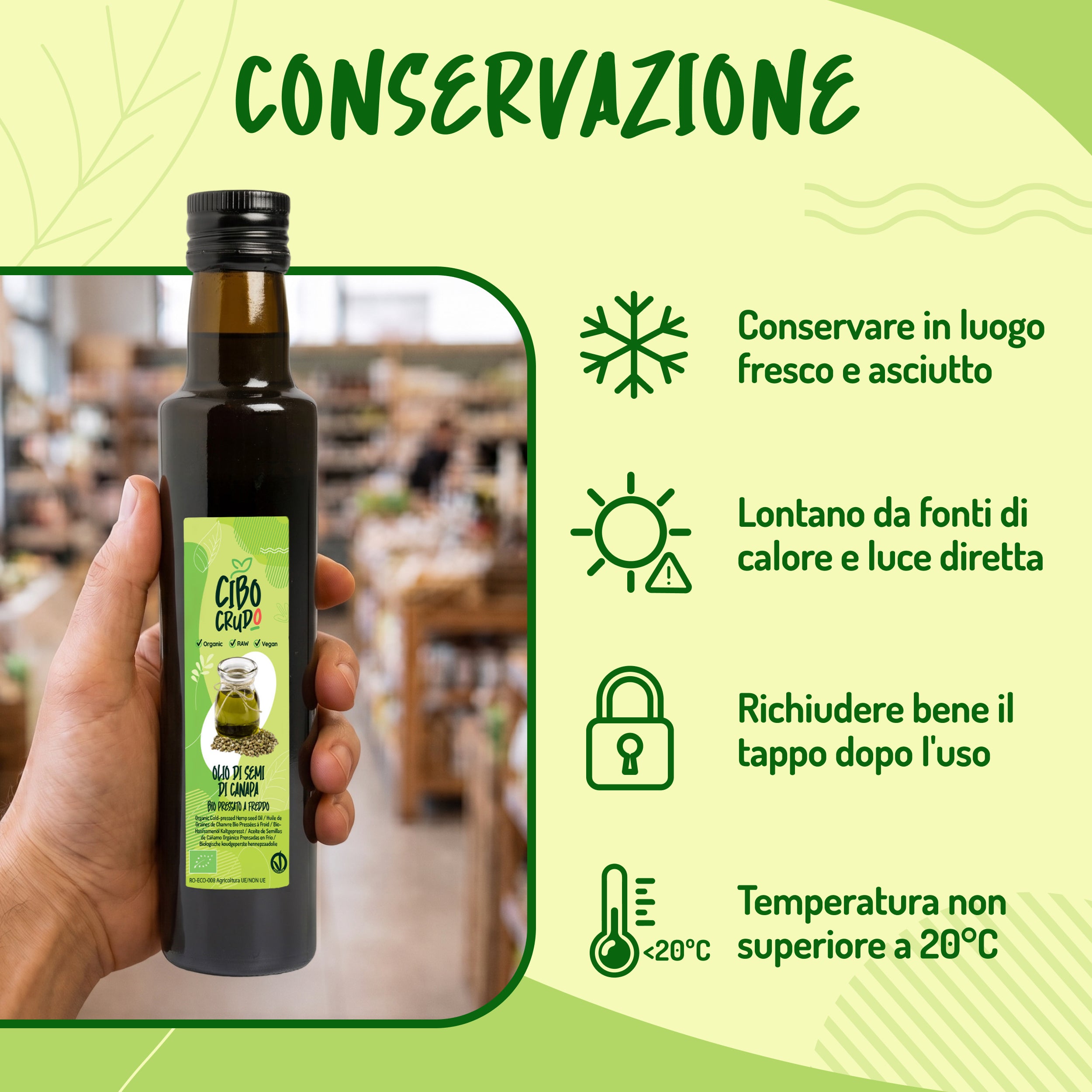 Olio di semi di Canapa spremuto a freddo Bio