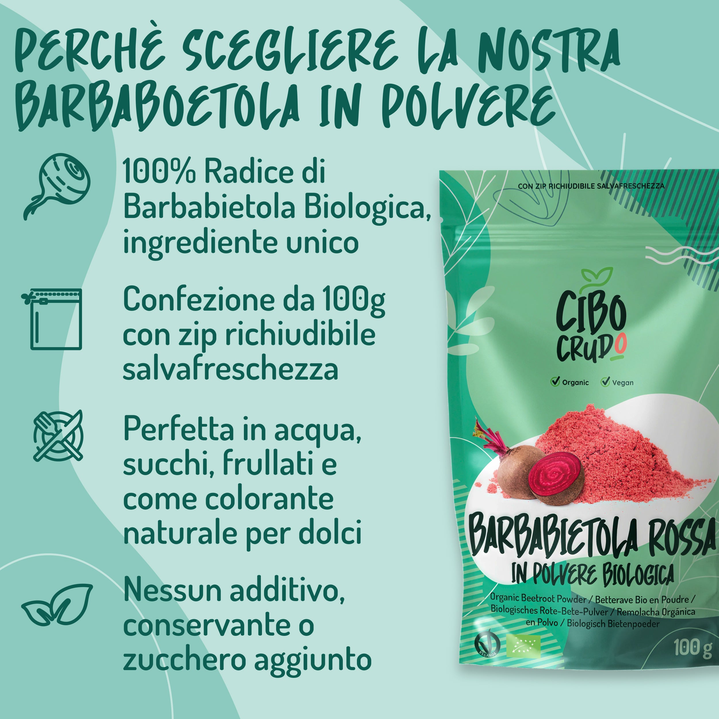Barbabietola rossa in polvere bio