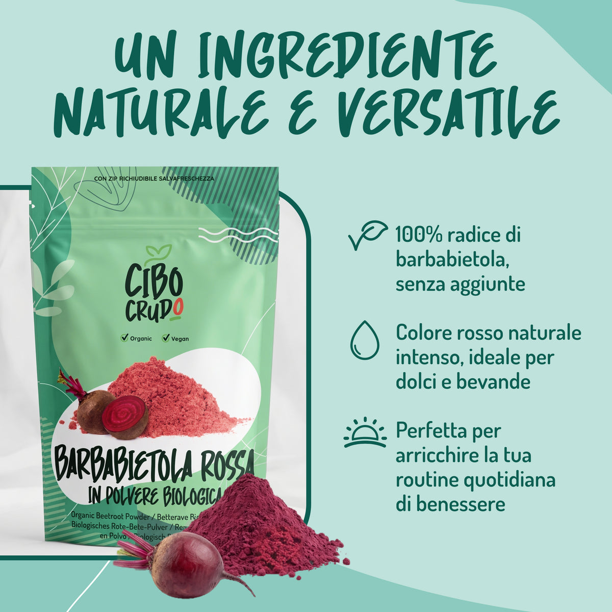 Barbabietola rossa in polvere bio