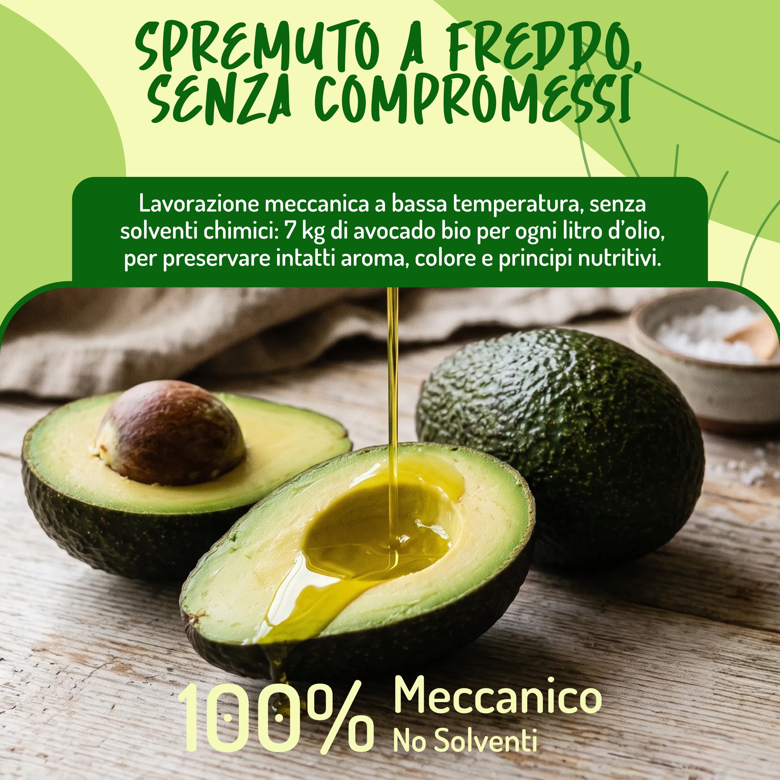 Olio di Avocado Crudo Pressato a Freddo Bio