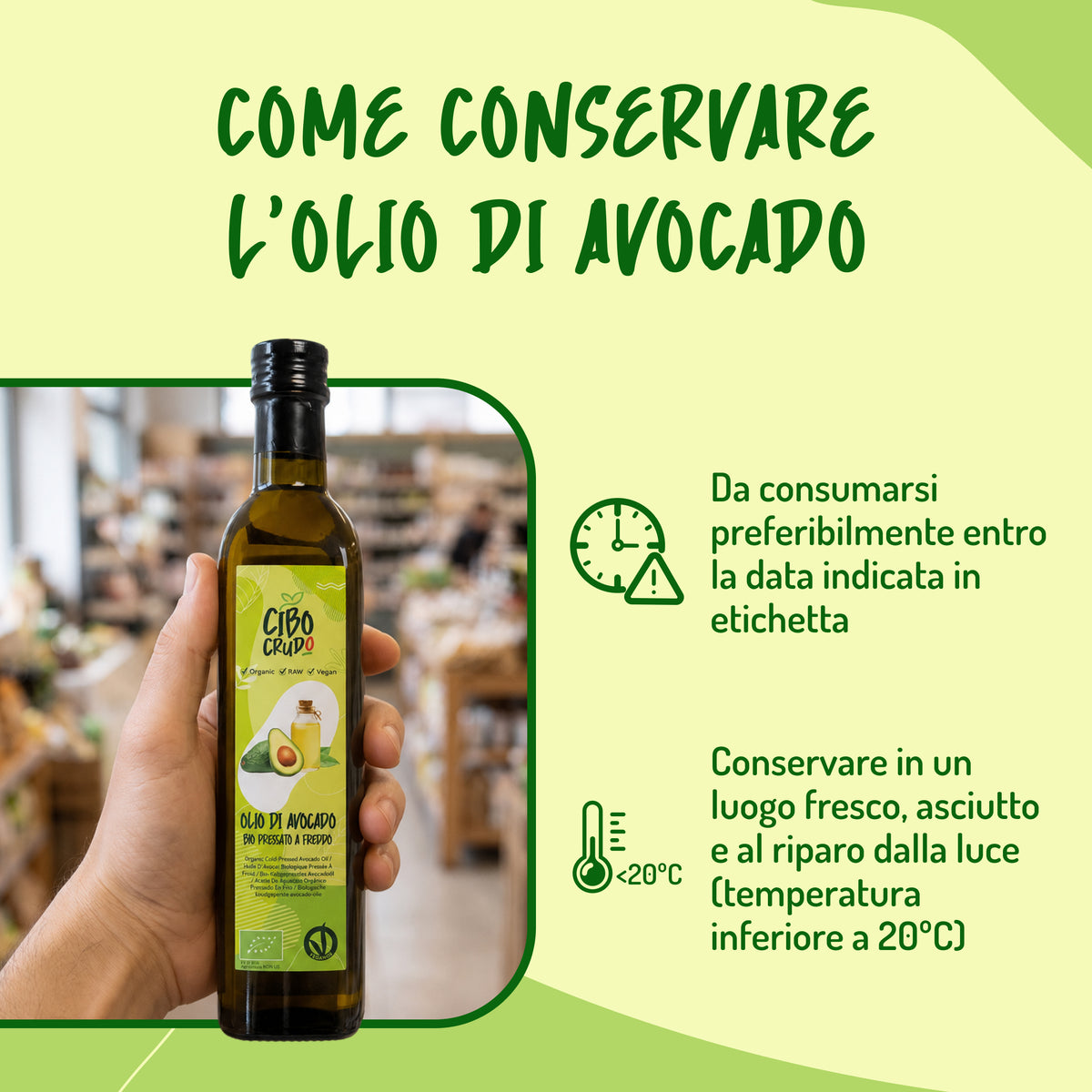 Olio di Avocado Crudo Pressato a Freddo Bio