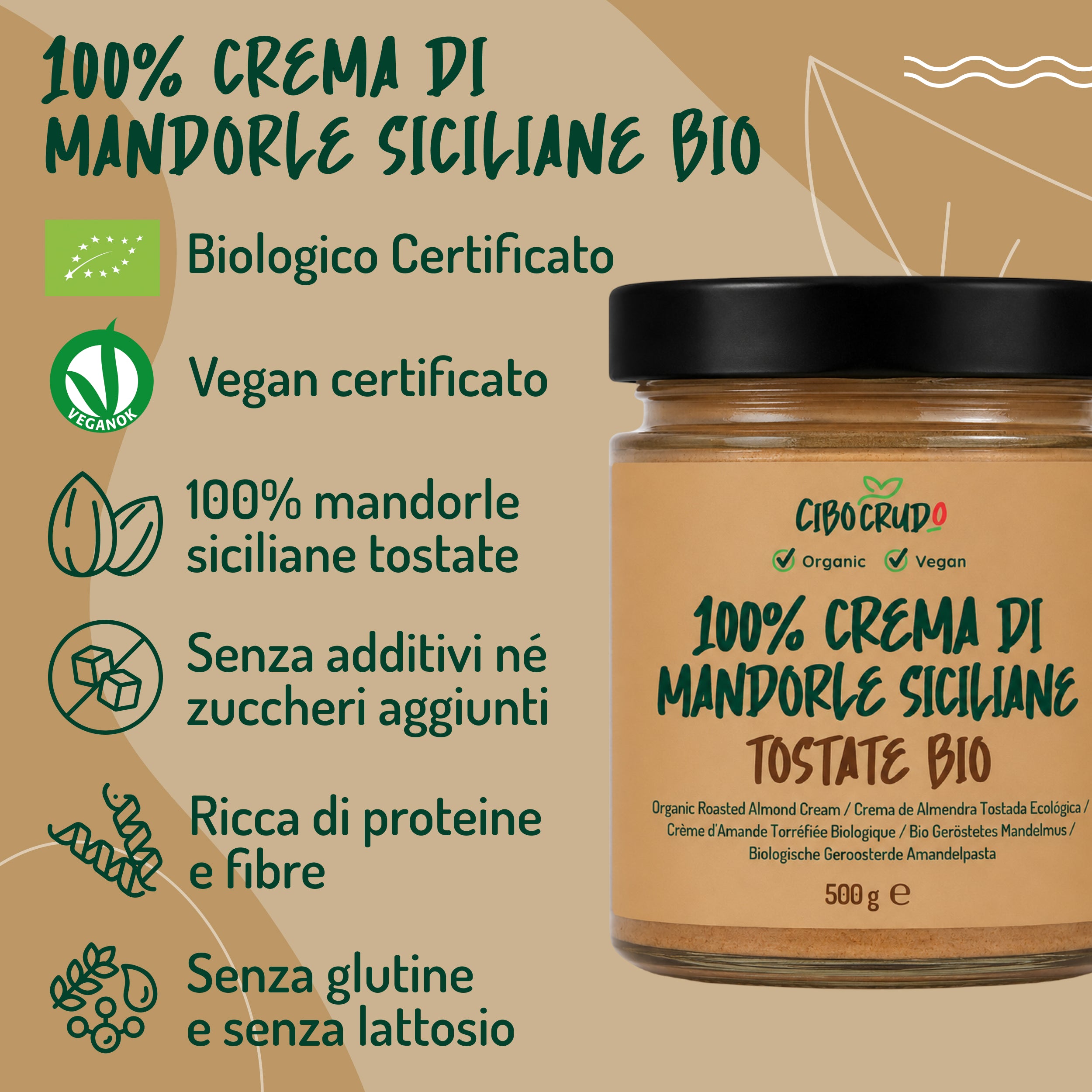 Crema di Mandorle Tostate di Sicilia Bio