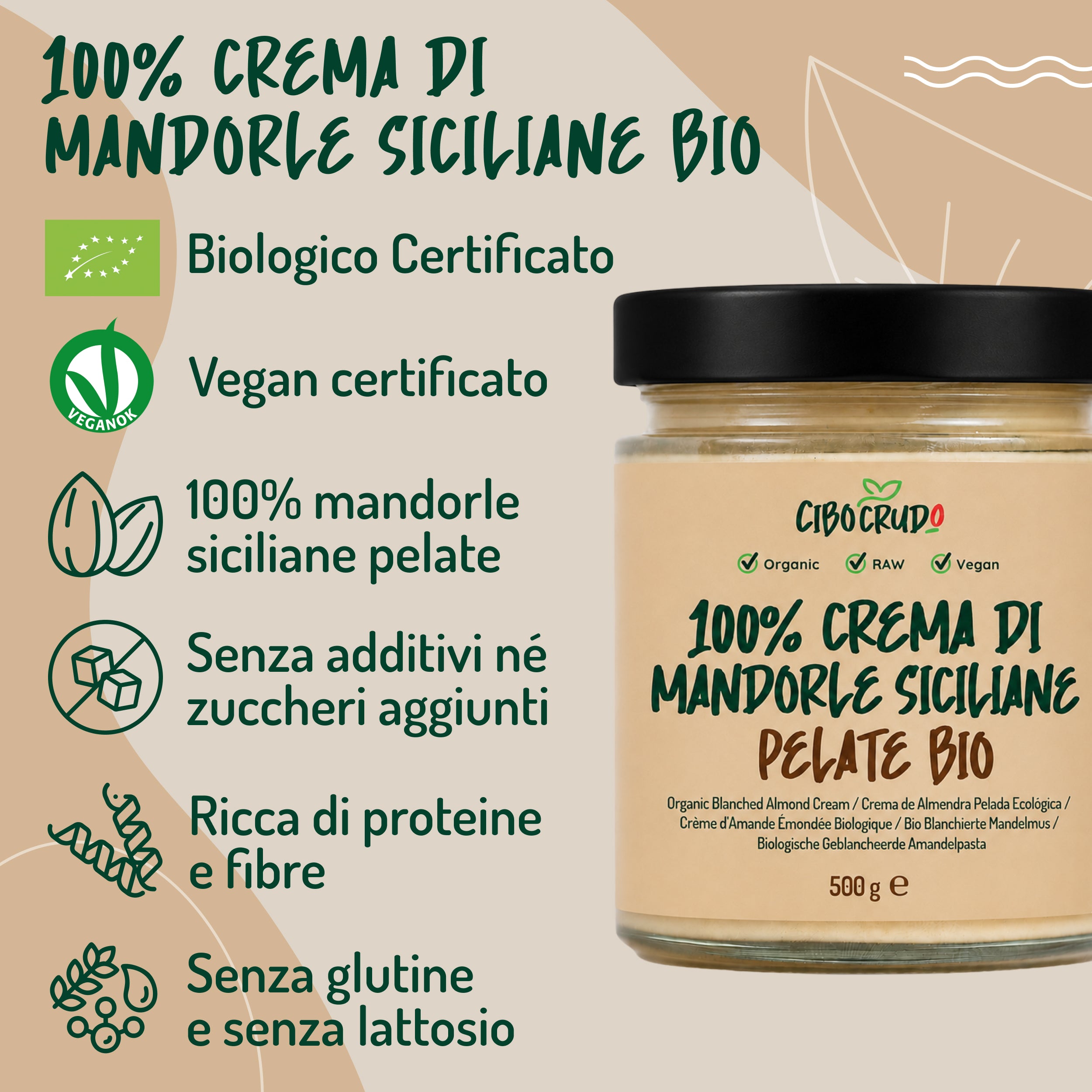Crema di Mandorle Pelate di Sicilia Bio