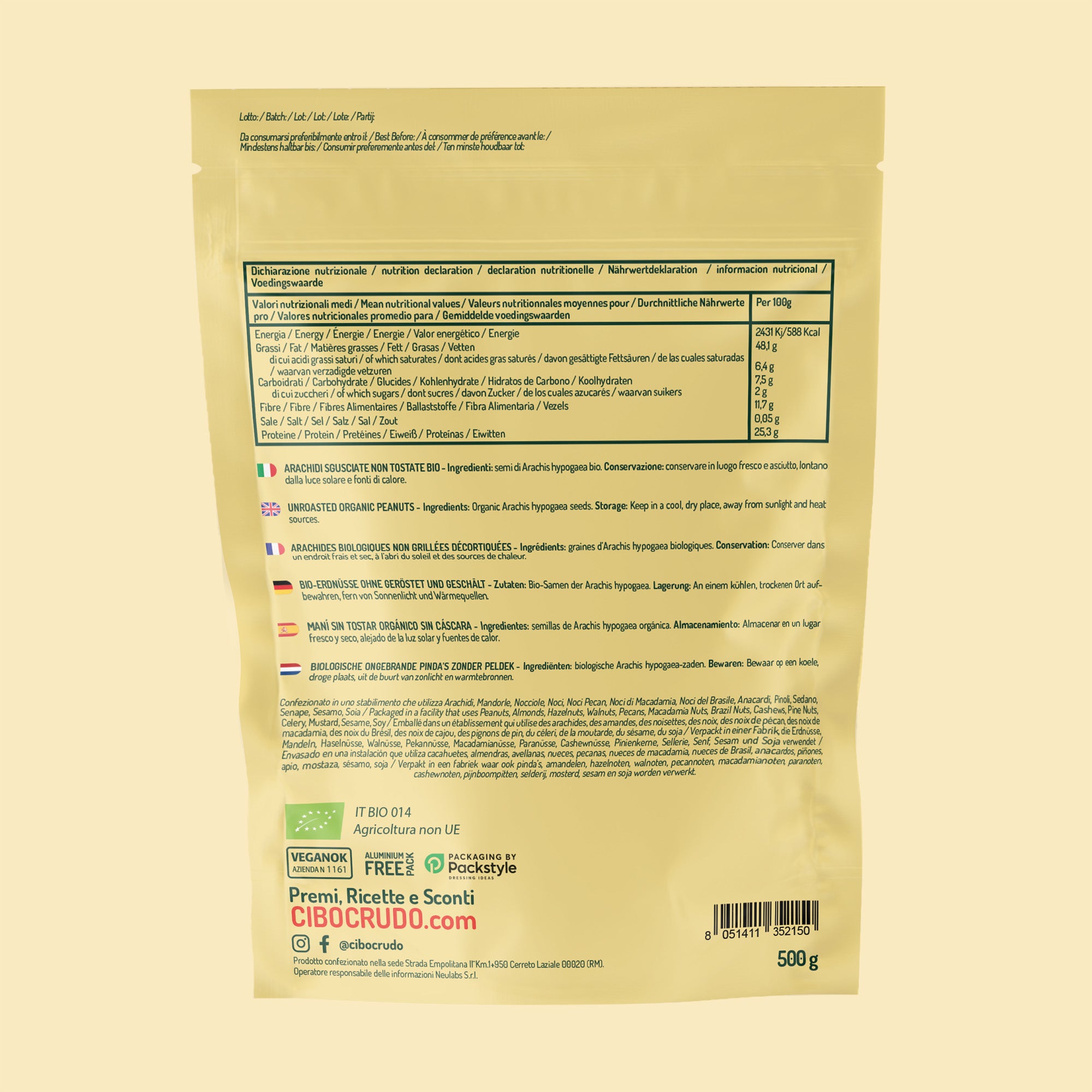 Arachidi Non Tostate Crude Bio