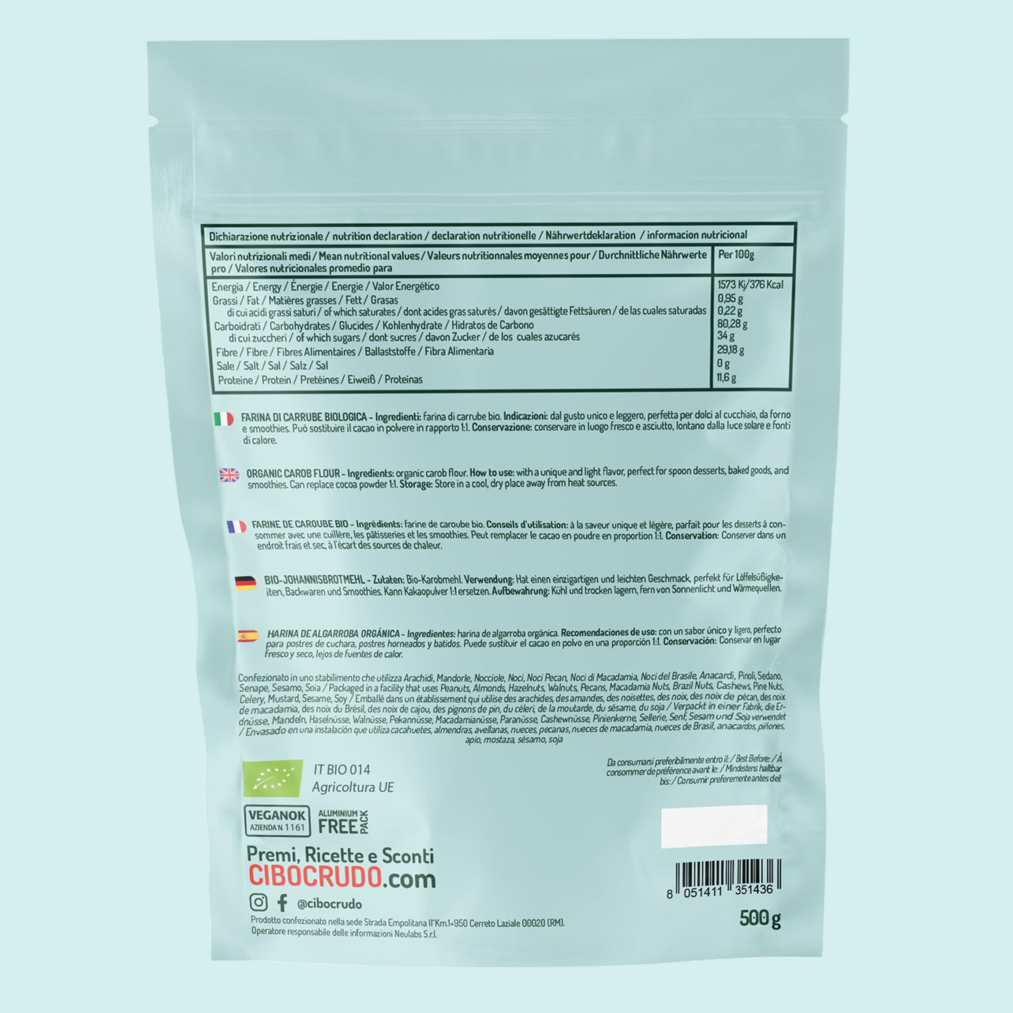 Farina di Carrube Cruda Bio