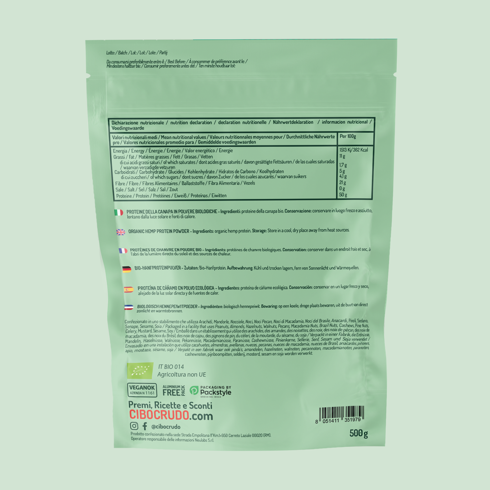 Proteine di Canapa Cruda Bio