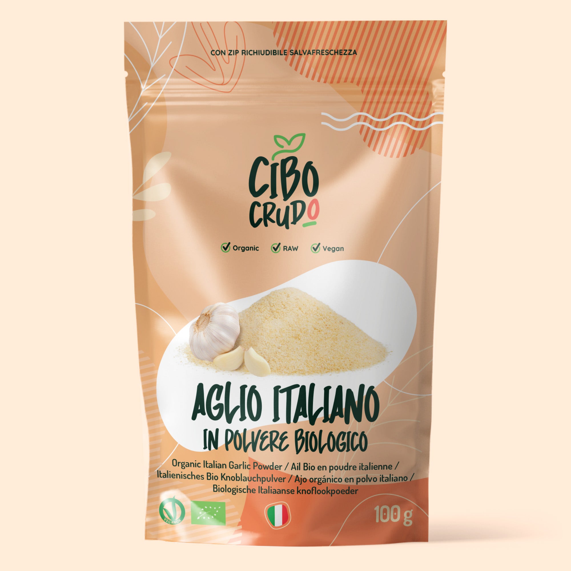 Aglio In Polvere Essiccato Al Sole Crudo Bio