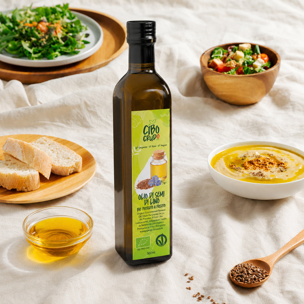 Olio di Semi di Lino spremuto a freddo Crudo e Bio