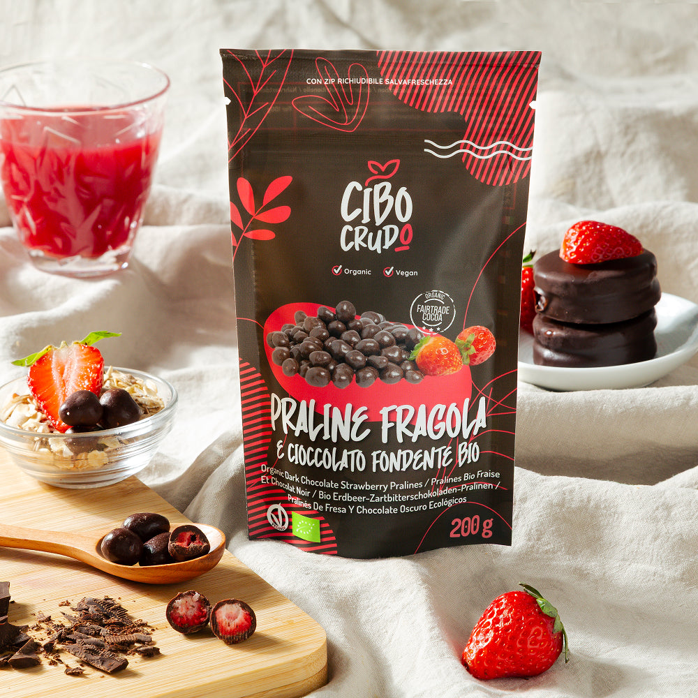 Praline di Fragole ricoperte di cioccolato fondente