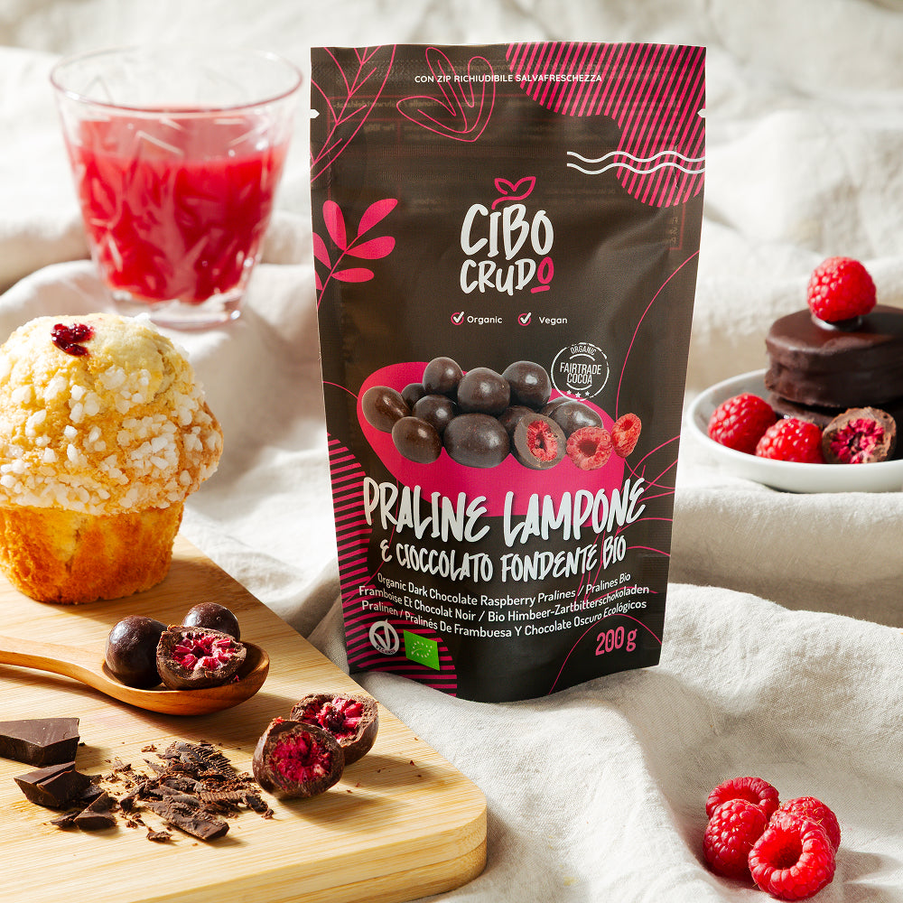 Praline di Lamponi ricoperti di cioccolato fondente