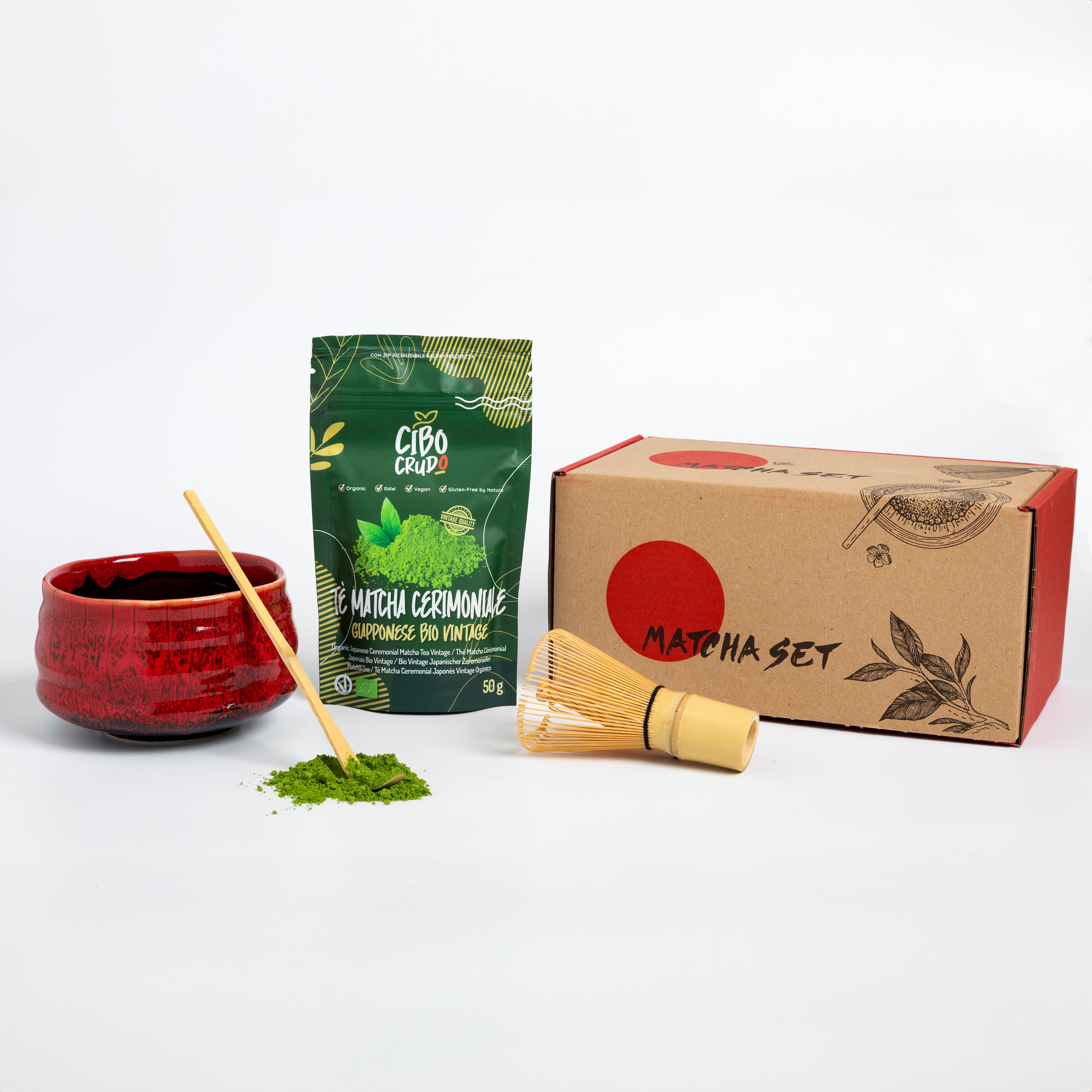 Set con tè Matcha Cerimoniale per il tradizionale rito del tè giappone ...